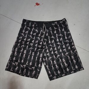 NO FEAR Mens Vintage Y2K Board Shorts All Over Pole Dancers Pinstripe Black 40